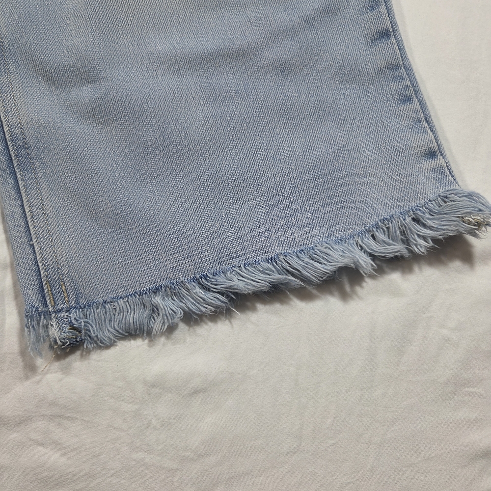 Talbots Crop Jean Wide Leg Light Blue High-Rise Jeans Frayed Hem 8P Cotton - Picture 8 of 10